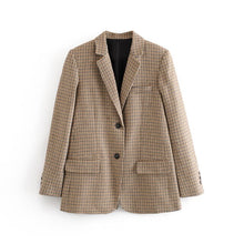 Load image into Gallery viewer, AACHOAE Women Plaid Blazer Coat