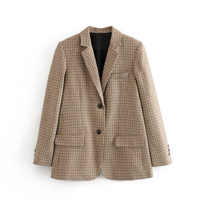 AACHOAE Women Plaid Blazer Coat