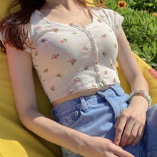 Load image into Gallery viewer, ARTSU Women Candy Color Cute Print Crop Top