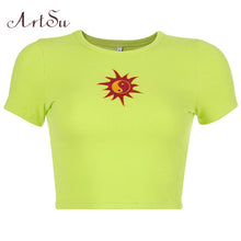 Load image into Gallery viewer, ARTSU Women Candy Color Cute Print Crop Top