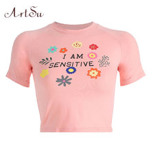 Load image into Gallery viewer, ARTSU Women Candy Color Cute Print Crop Top
