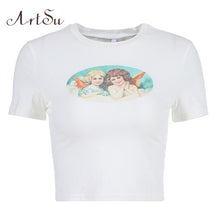 Load image into Gallery viewer, ARTSU Women Candy Color Cute Print Crop Top