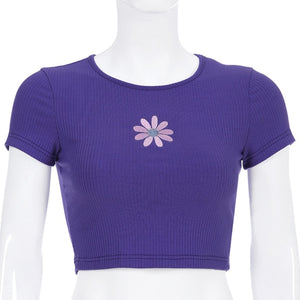 ARTSU Women Candy Color Cute Print Crop Top