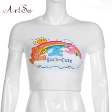 Load image into Gallery viewer, ARTSU Women Candy Color Cute Print Crop Top