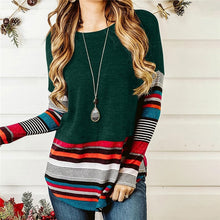 Load image into Gallery viewer, LUSOFIE Women Striped Splicing Long Sleeve Top