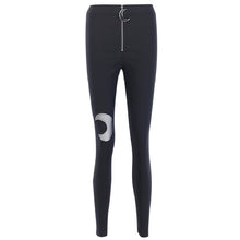 Load image into Gallery viewer, INSGOTH Women Black Pencil High Waist Moon Zipper Pants