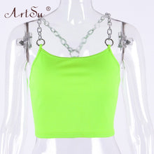 Load image into Gallery viewer, ARTSU Women Metal Chain Straps Crop Top