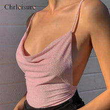 Load image into Gallery viewer, CHRLEISURE Women Bright Silk Backless Top