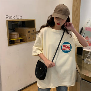 BONNTEE Women Milk Printed Loose Long Top