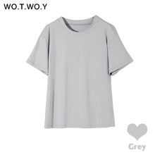 Load image into Gallery viewer, WOTWOY Short Sleeve Knitted Basic Solid T-shirt