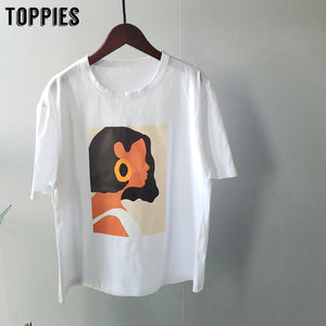 TOPPIES Short Sleeve Character Print T-shirts