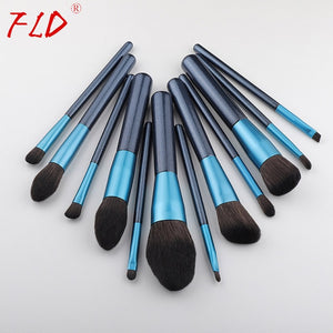 FLD 12pcs Wood Handle Makeup Brush Set