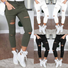 Load image into Gallery viewer, HIRIGIN Women Stretch Faded Ripped Slim Fit Denim Jeans