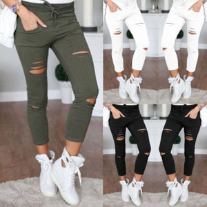 HIRIGIN Women Stretch Faded Ripped Slim Fit Denim Jeans