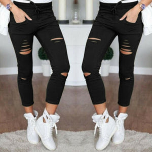 HIRIGIN Women Stretch Faded Ripped Slim Fit Denim Jeans