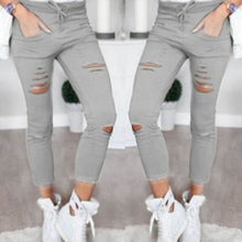 Load image into Gallery viewer, HIRIGIN Women Stretch Faded Ripped Slim Fit Denim Jeans