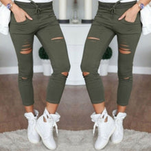 Load image into Gallery viewer, HIRIGIN Women Stretch Faded Ripped Slim Fit Denim Jeans