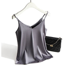 Load image into Gallery viewer, AOSSVIAO Spaghetti Strap V Neck Basic Silk Tank Top