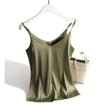 Load image into Gallery viewer, AOSSVIAO Spaghetti Strap V Neck Basic Silk Tank Top