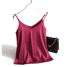 Load image into Gallery viewer, AOSSVIAO Spaghetti Strap V Neck Basic Silk Tank Top