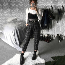 Load image into Gallery viewer, UMEKO Women Plaid High Waist Trousers