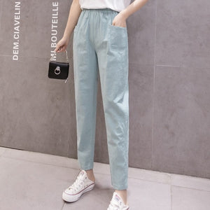LUCKBN Women Casual Ankle Length Trousers