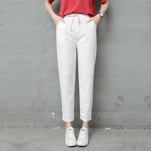 LUCKBN Women Casual Ankle Length Trousers