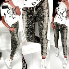 Load image into Gallery viewer, IMCUTE Women Elastic Waist Casual Loose Snake Pattern Long Trousers