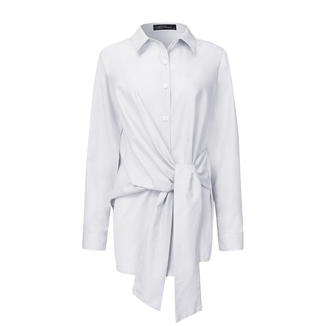 ZANZEA Long Sleeve Lace Up Shirt