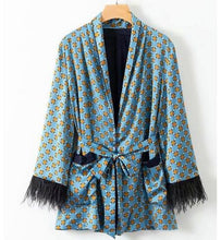 Load image into Gallery viewer, TOPPIES Women Blue Printed Kimono Jacket and Loose Leg Trousers
