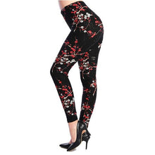 Load image into Gallery viewer, CUHAKCI Women Graffiti Floral Patterned Print Leggings
