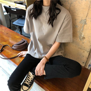 ALIEN KITTY Loose Natural Short Basic T-Shirt