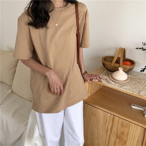 ALIEN KITTY Loose Natural Short Basic T-Shirt