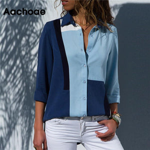 AACHOAE Long Sleeve Turn Down Collar Shirt