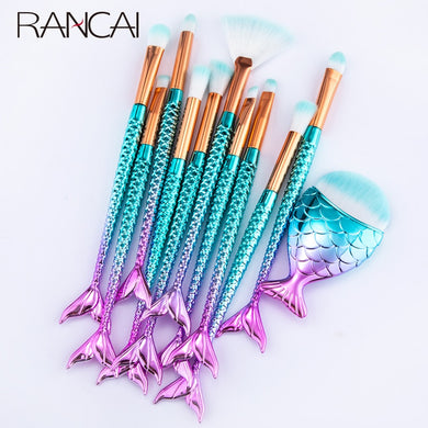 RANCAI Mermaid 10/11pcs Makeup Brushes Kit