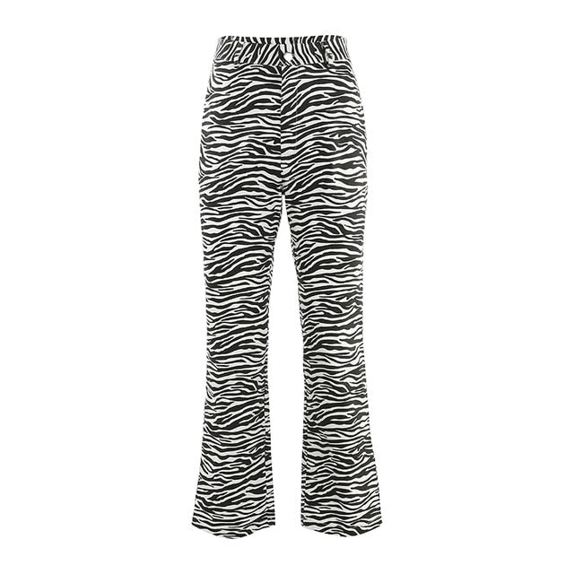 HEYOUNGIRL Zebra Animal Print High Waist Pants