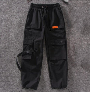 HWLZLTZHT Women Embroidery Big Pocket High Waist Cargo Pants