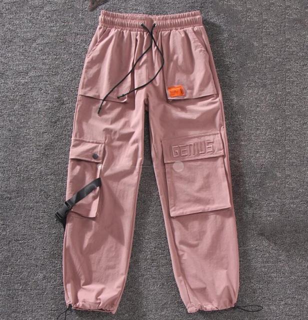 HWLZLTZHT Women Embroidery Big Pocket High Waist Cargo Pants