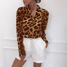 Load image into Gallery viewer, AACHOAE Women VintageLong Sleeve Leopard Print Shirt