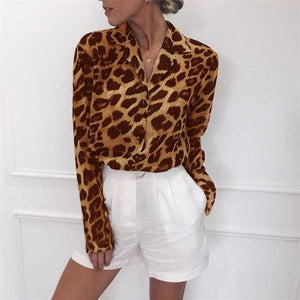 AACHOAE Women VintageLong Sleeve Leopard Print Shirt