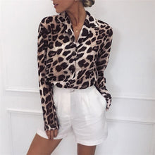 Load image into Gallery viewer, AACHOAE Women VintageLong Sleeve Leopard Print Shirt