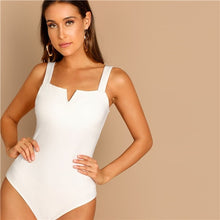 Load image into Gallery viewer, SHEIN V-Cut Plain Sleeveless Stretchy Bodysuits