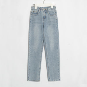 WIXRA Women High Waist Pockets Straight Classic Denim Jeans