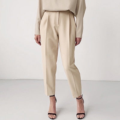 OOTN Casual Blouse And High Waist Khaki Pants