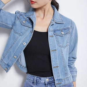 MSDASTE Women Candy Color Casual Short Denim Jacket