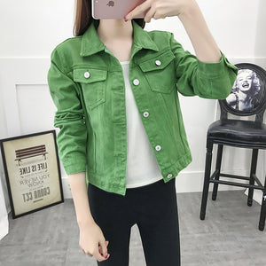MSDASTE Women Candy Color Casual Short Denim Jacket