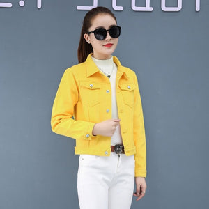 MSDASTE Women Candy Color Casual Short Denim Jacket