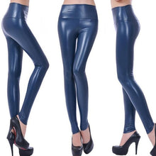 Load image into Gallery viewer, CUHAKCI Women Faux Leather Slim Shiny Leggings