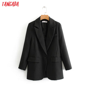 TANGADA Women Long Sleeve Black Suit Blazer