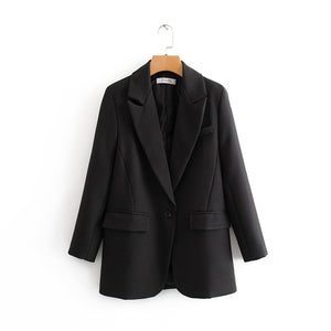 TANGADA Women Long Sleeve Black Suit Blazer